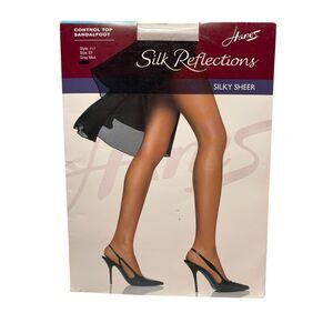 Hanes Silk Reflections Pantyhose Grey Mist Size EF Style 717 Control Top Sheer